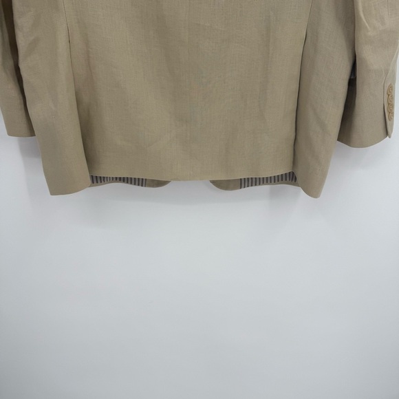 Calvin Klein Blazer Mens Size 44L Tan Beige 2 Button Sport Jacket 100% Linen - Picture 10 of 12
